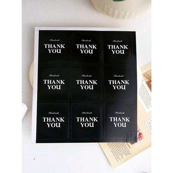 x90 "Handmade. Thank you"  stickers shipping supplies - Picture 2 of 4